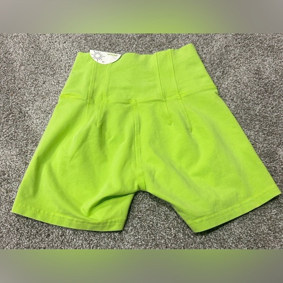 NWT Aerie Shortie Original Short Court Hi Rise Biker Shorts Neon Green XS - Picture 2 of 6